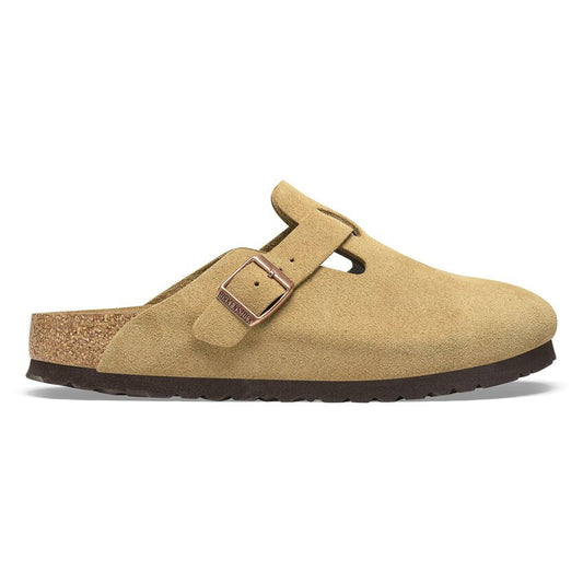 BIRKENSTOCK | WOMEN'S SANDALS | BOSTON SUEDE LEATHER LATTE CREAM | BLACK