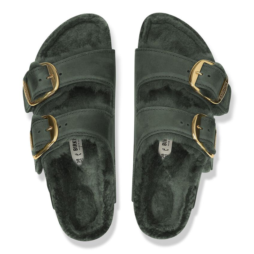 BIRKENSTOCK | SANDALIAS MUJER | ARIZONA BIG BUCKLE SHEARLING OILED LEATHER THYME | VERDE