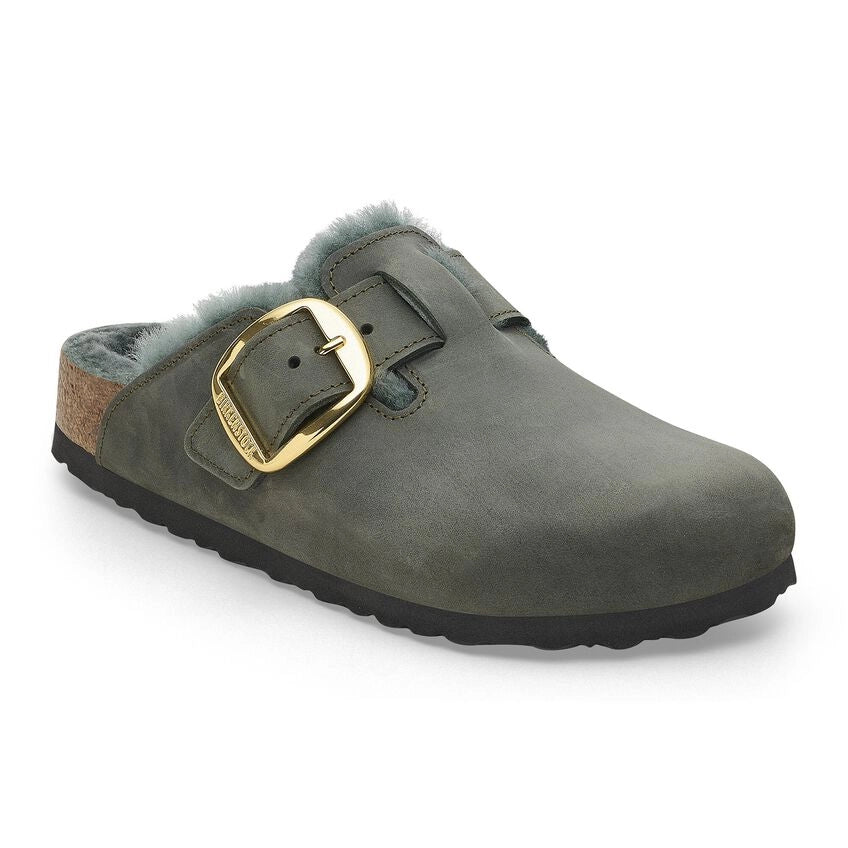 BIRKENSTOCK | SANDALIAS MUJER | BOSTON BIG BUCKLE SHEARLING OILED LEATHER THYME | VERDE