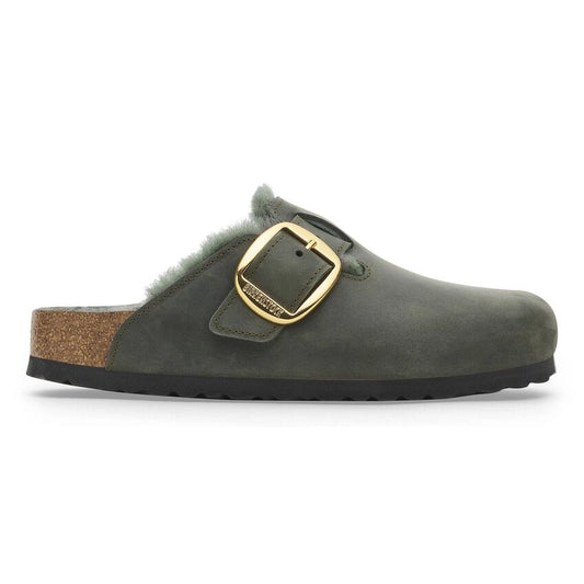 BIRKENSTOCK | SANDALIAS MUJER | BOSTON BIG BUCKLE SHEARLING OILED LEATHER THYME | VERDE