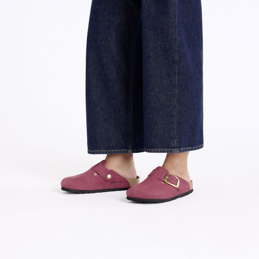 BIRKENSTOCK | Женские сандалии | Boston с большой пряжкой, мех, ягодный краш | розовый