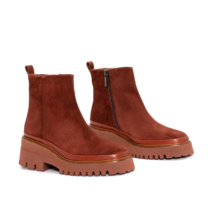 PONS QUINTANA | ANKLE BOOTS | WOMEN'S | EVA VELOUR LEATHER | RED