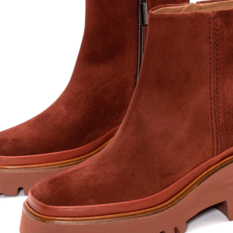 PONS QUINTANA | ANKLE BOOTS | WOMEN'S | EVA VELOUR LEATHER | RED