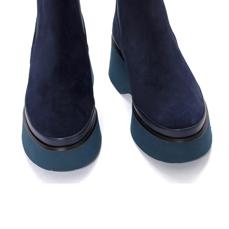 PONS QUINTANA | WOMEN'S BOOTS | RAQUEL OCEANO VELOUR | BLUE