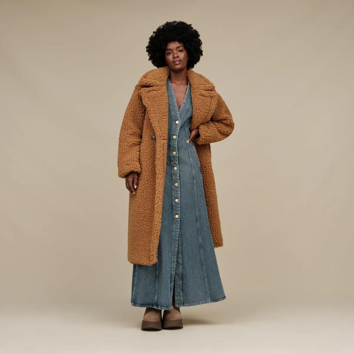 UGG | WOMEN'S JACKET | W GERTRUDE LONG TEDDY COAT CHE CHESTNUT | BROWN