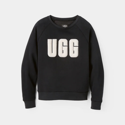 UGG | JERSEY MUJER | MADELINE FUZZY LOGO CREWNECK BLACK / CREAM | NEGRO