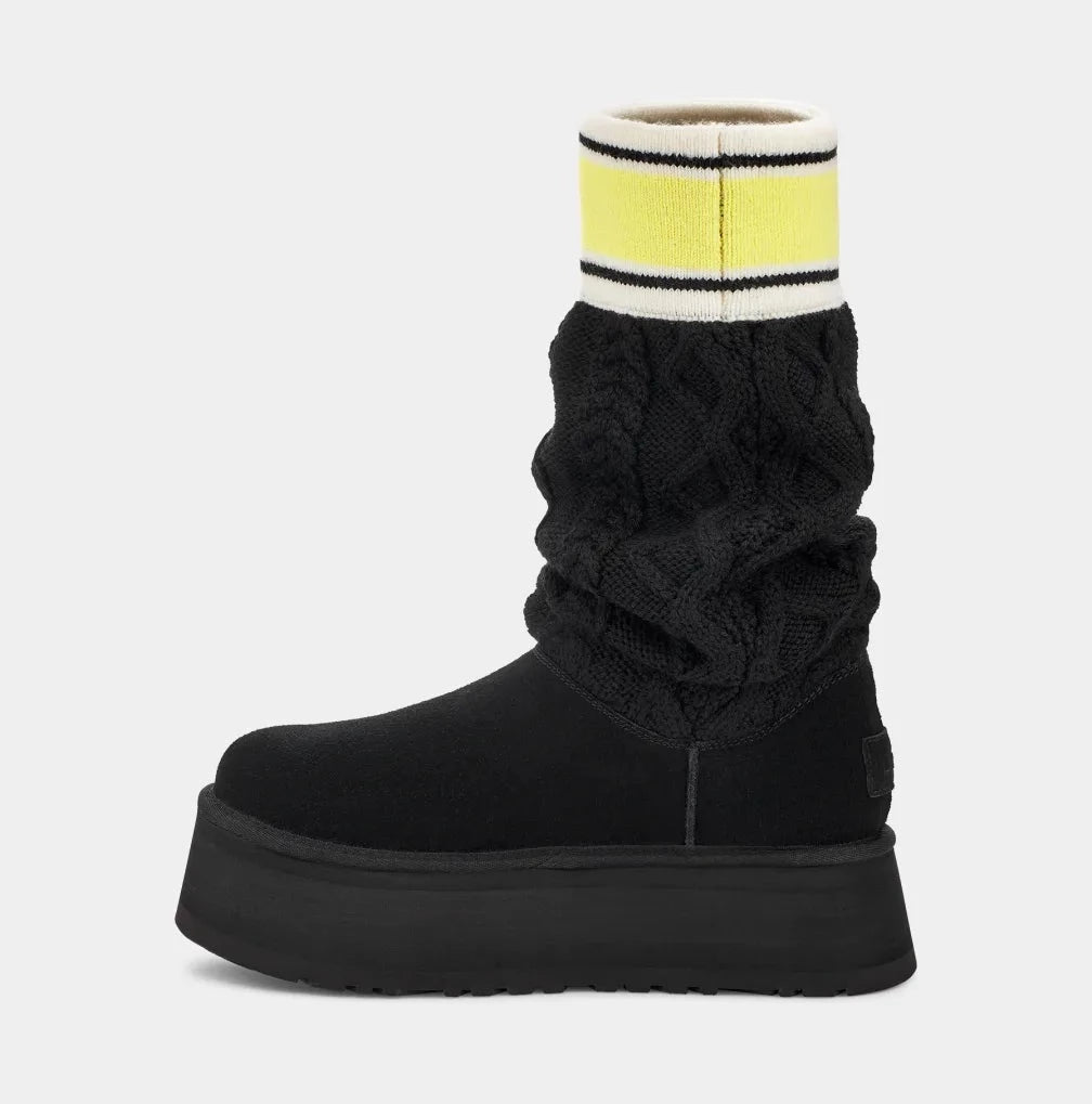 UGG | 女靴 | W 经典字母高筒毛衣 黑色 | 黑色