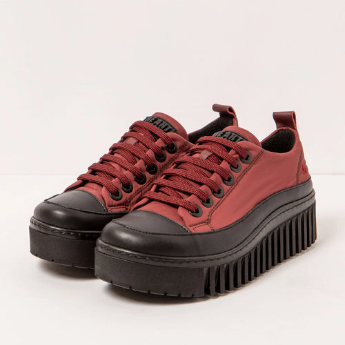 ART 1518 Brighton Nylon Burdeos-black: red trainers for women
