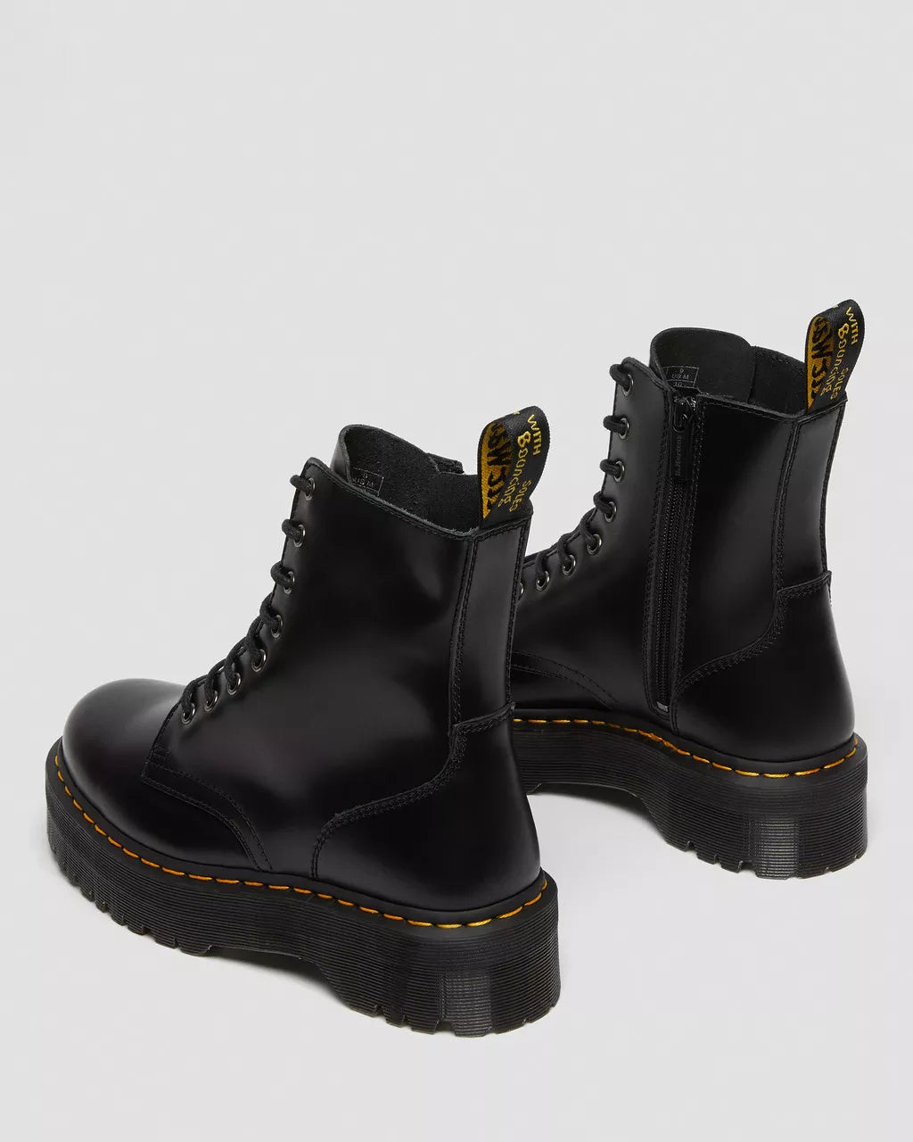 DR. MARTENS | BOTAS MUJER | JADON BLACK POLISHED SMOOTH BLACK | NEGRO