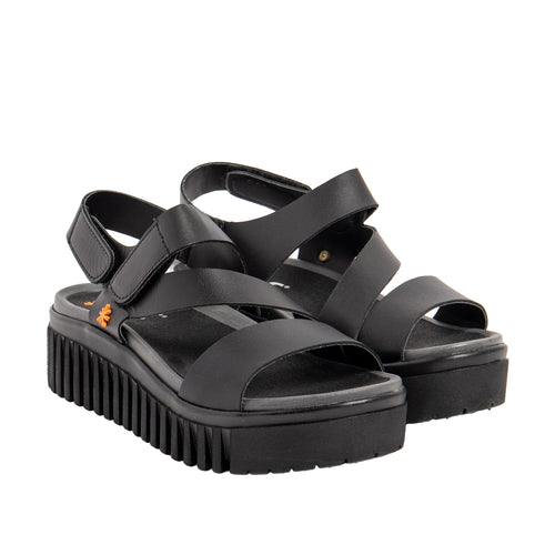 ART Brighton Nappa Black: black sandals for women