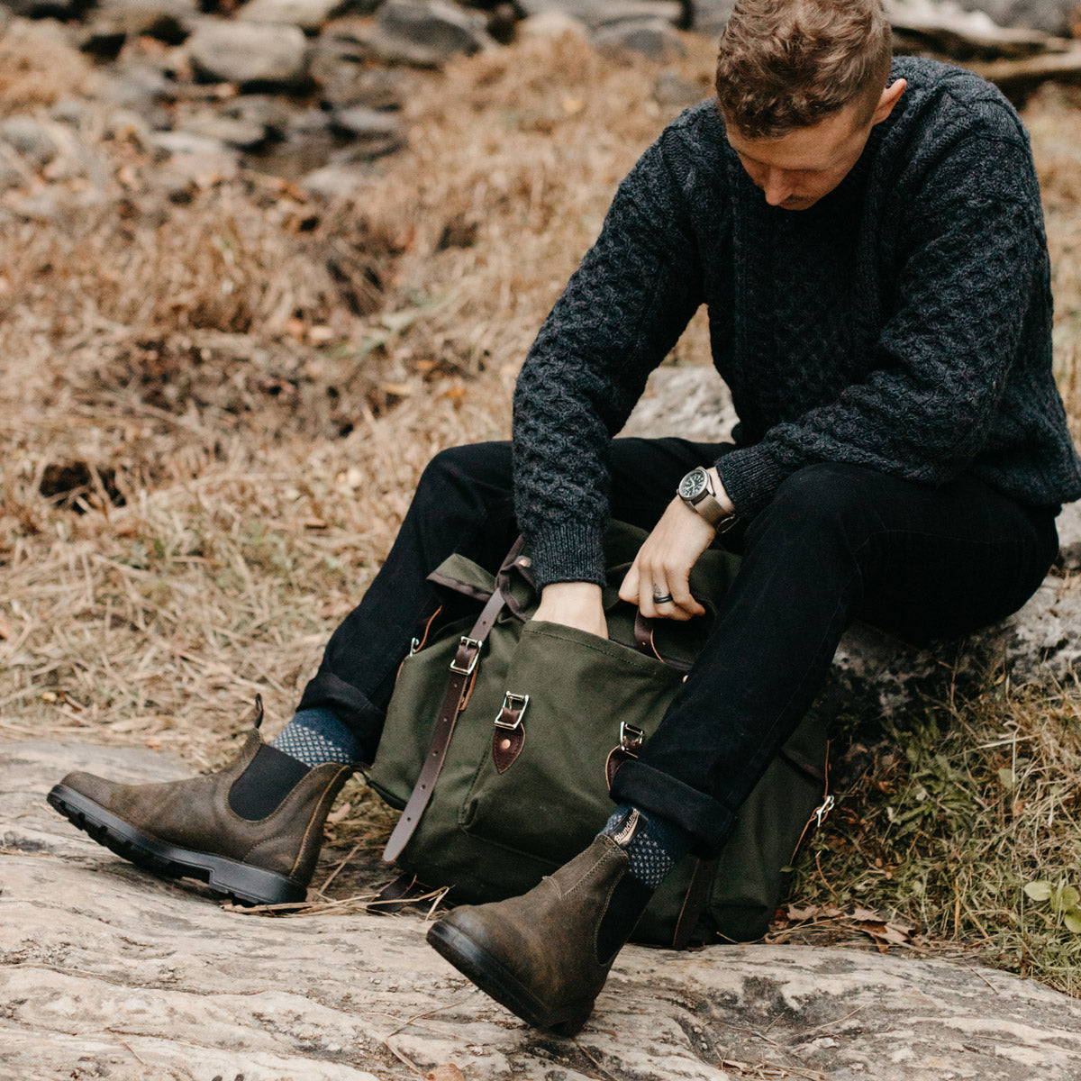 Blundstone Chelsea Boots Model Iconic Waxed Chelsea Boot Olive