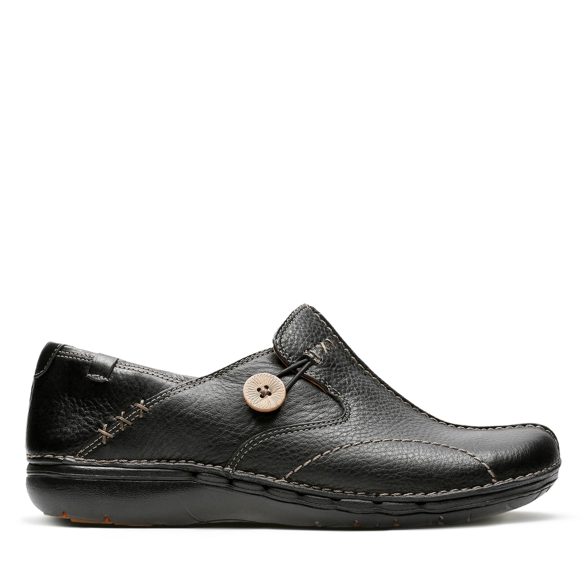 Zapatos casual para mujer de la marca clarks modelo un loop black leather en color negro