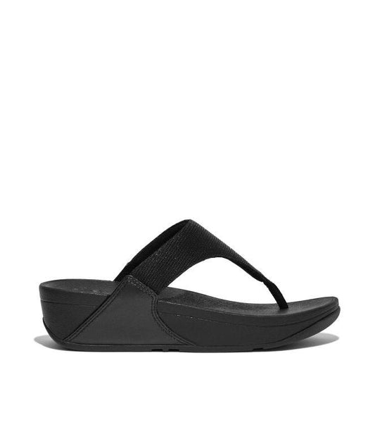 FITFLOP | WOMEN'S SANDALS | LULU SHIMMERLUX TOE POST SANDALS ALL BLACK | BLACK