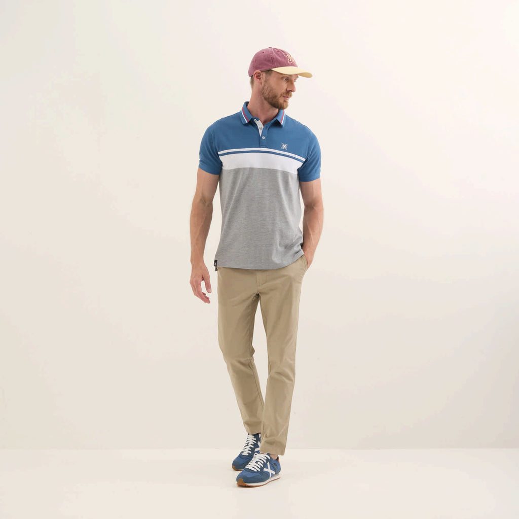 MUNICH POLO Stripes: blå polo til mænd