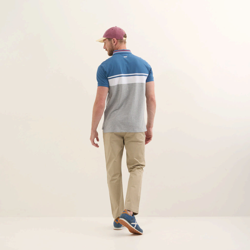 MUNICH POLO Stripes: blå polo til mænd