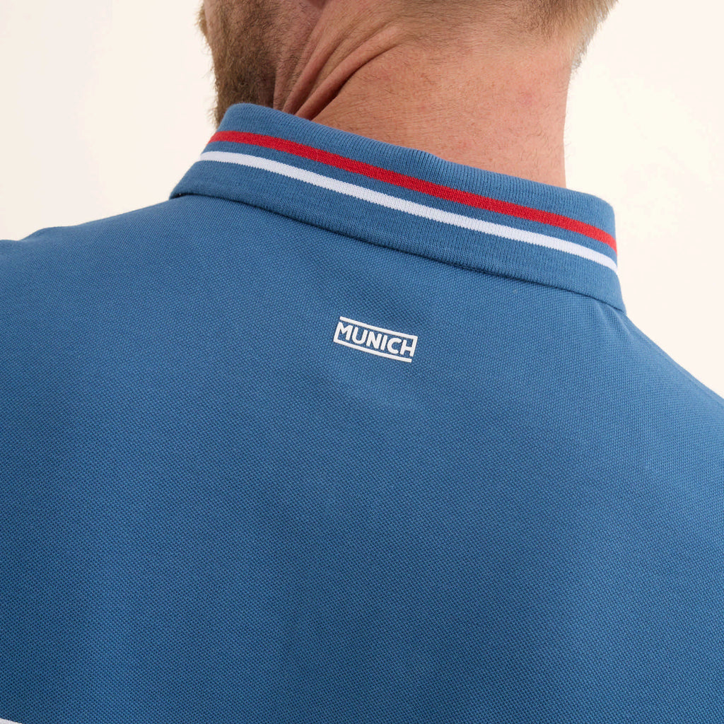 MUNICH POLO Stripes: blå polo til mænd