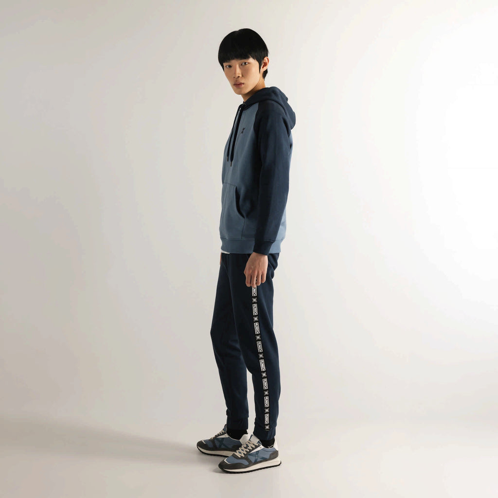MUNICH Essentials Hoodie Bicolor BLUE: bleu pull pour homme