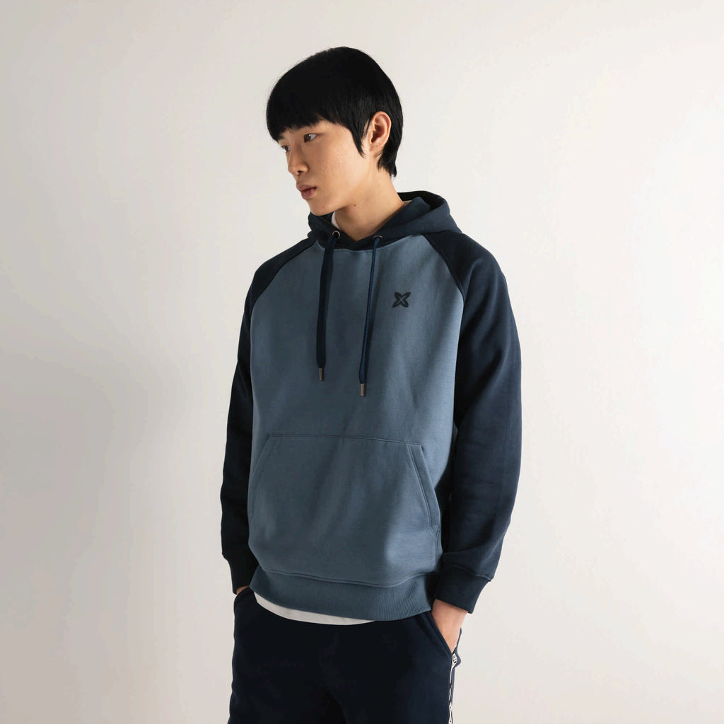 MUNICH Essentials Hoodie Bicolor BLUE: bleu pull pour homme