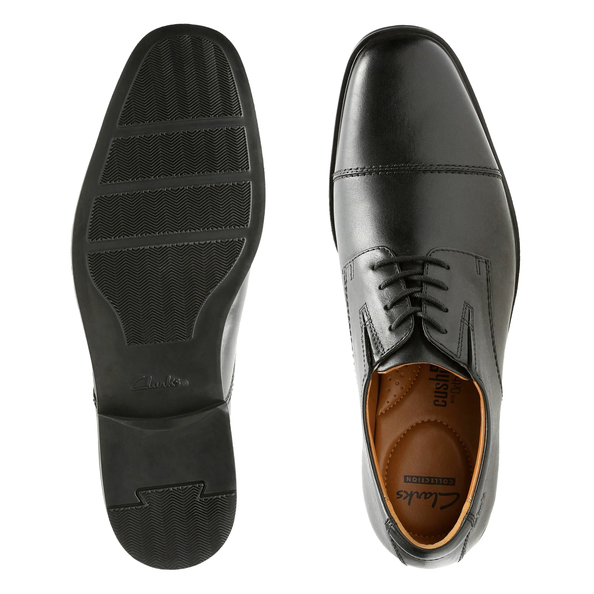 Zapatos de vestir para hombre de la marca clarks modelo tilden cap black leather en color negro