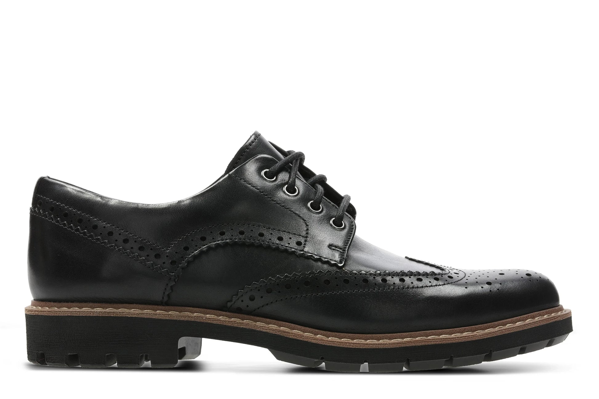 CLARKS MEN S DRESS SHOES BATCOMBE WING BLACK LEATHER BLACK