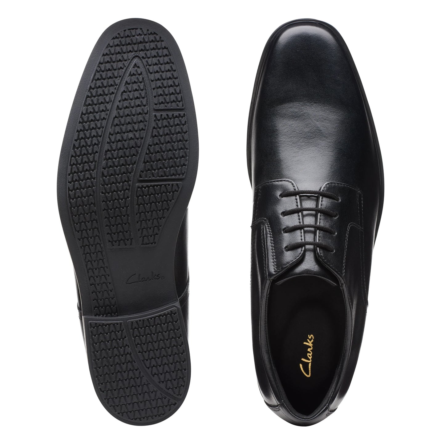 Zapatos de vestir para hombre de la marca clarks modelo howard walk black leather en color negro