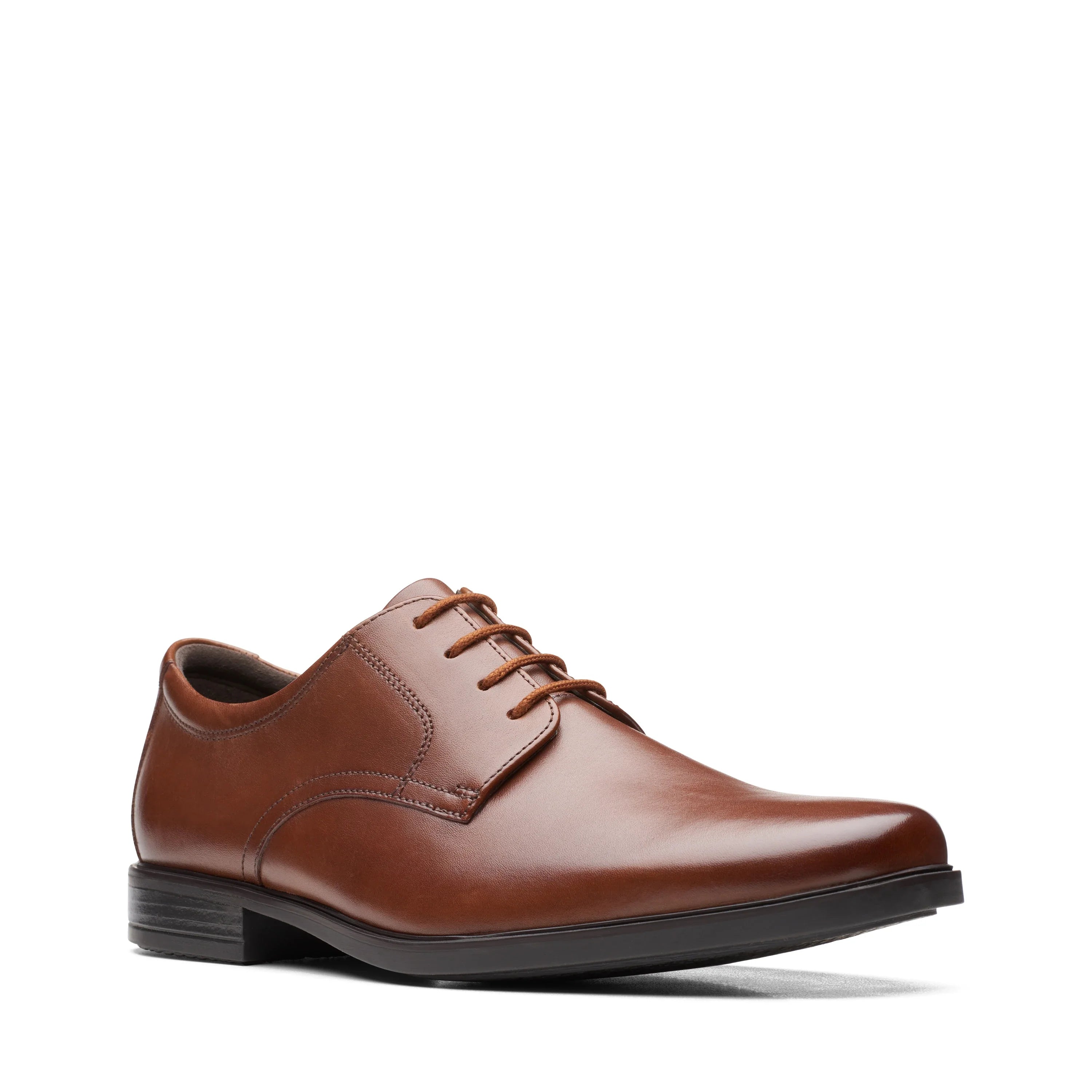 Chaussures De Marche Clarks Howard Walk Homme - Cuir Dark Tan - Semelle Légère Et Confortable