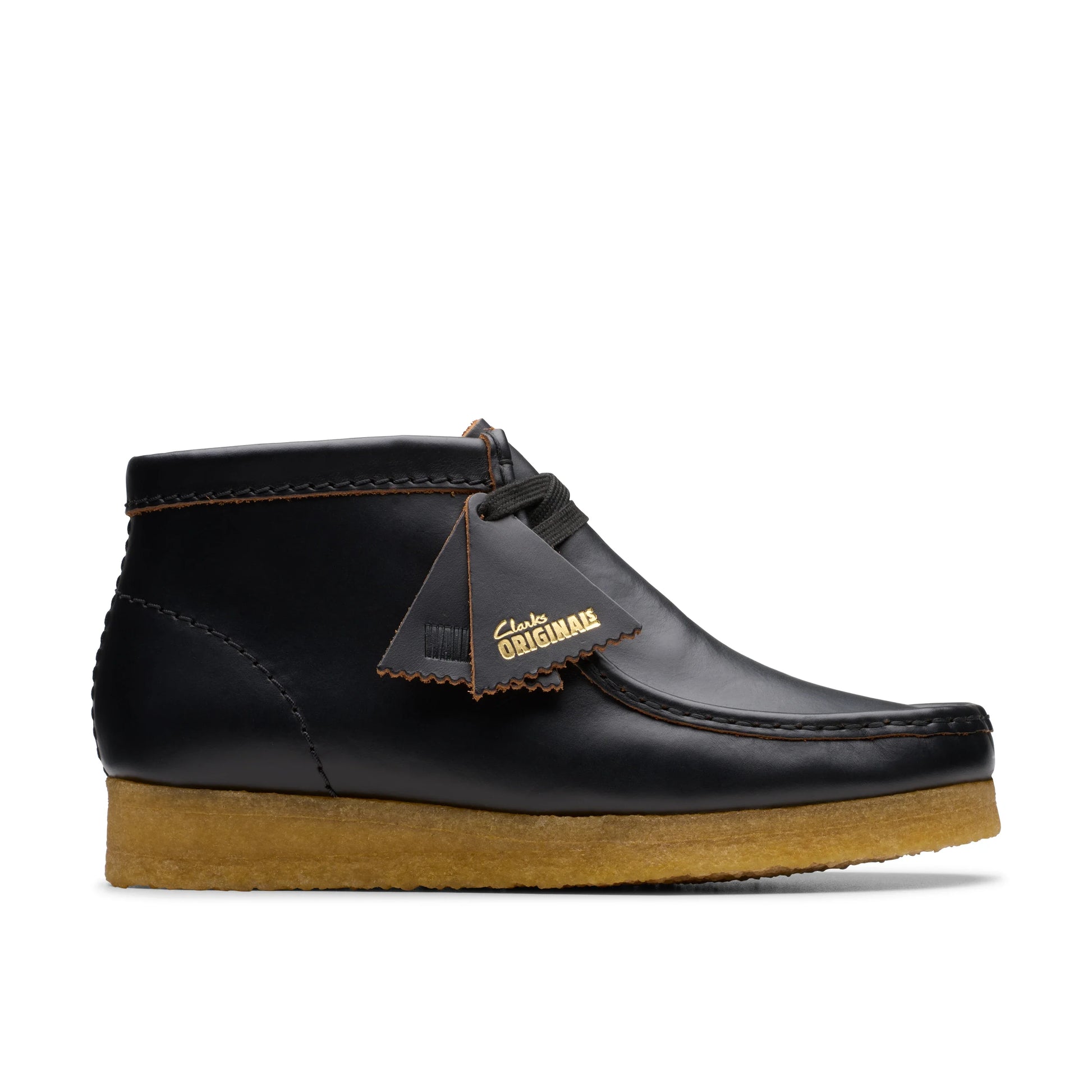 CLARKS WALLABEE BOOT BLACK BLK SMOOTH LEA FOR WOMEN – Tascon