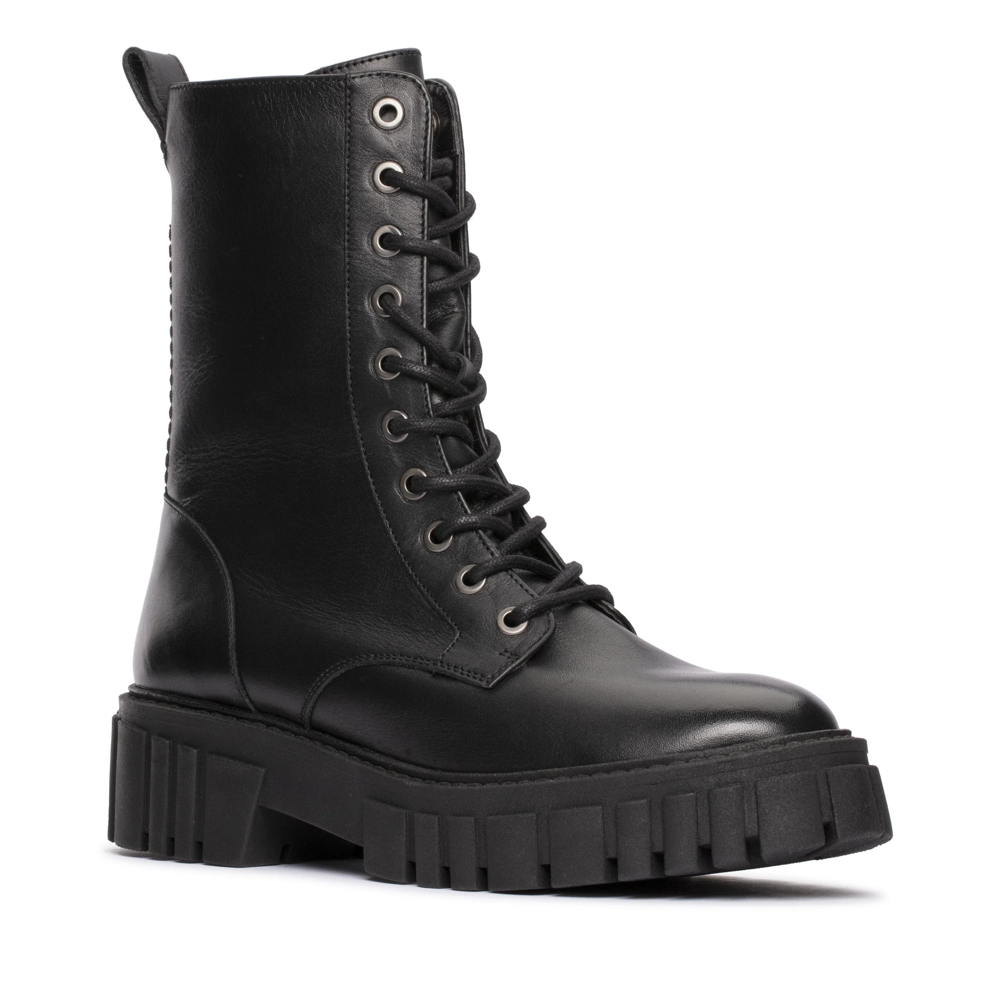 CLARKS STIEFEL MODELL PAGE LACE SCHWARZ SCHWARZES LEDER FÜR FRAUEN