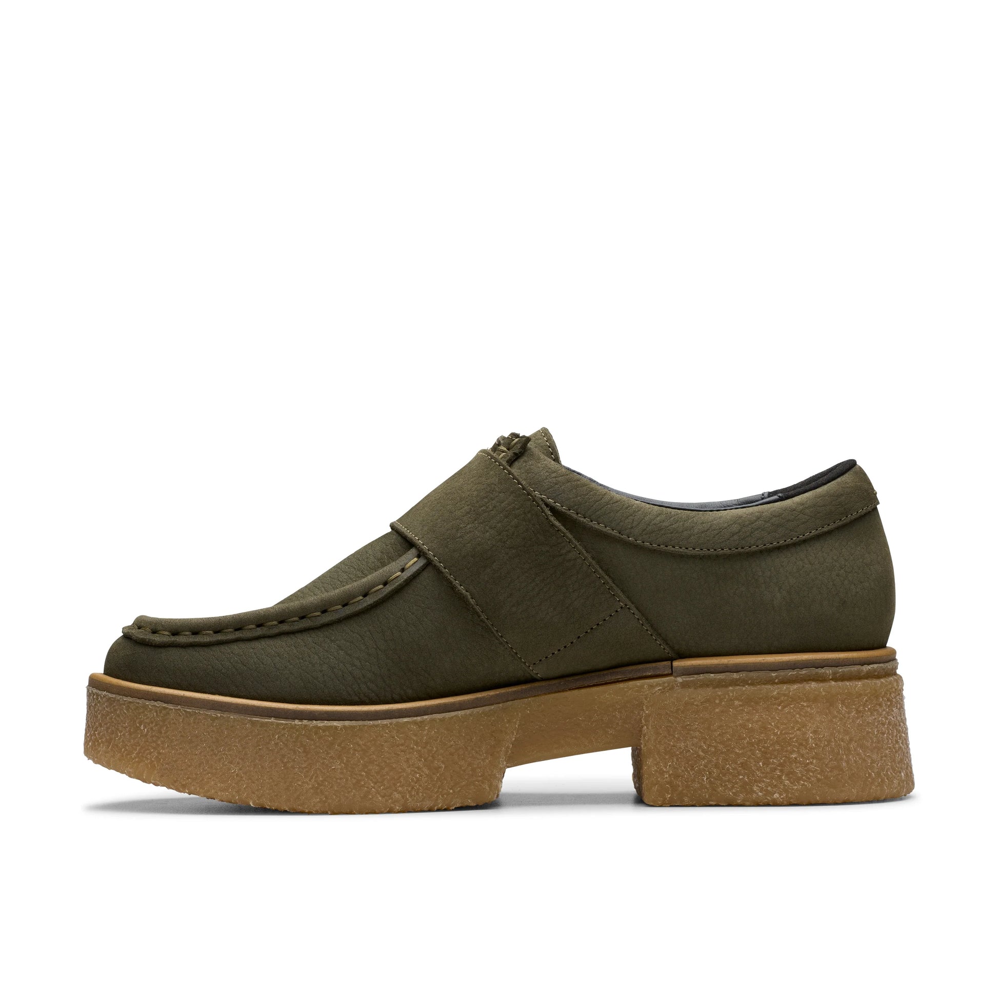 Zapatos casual para mujer de la marca clarks modelo linoso monk dark green nub en color green