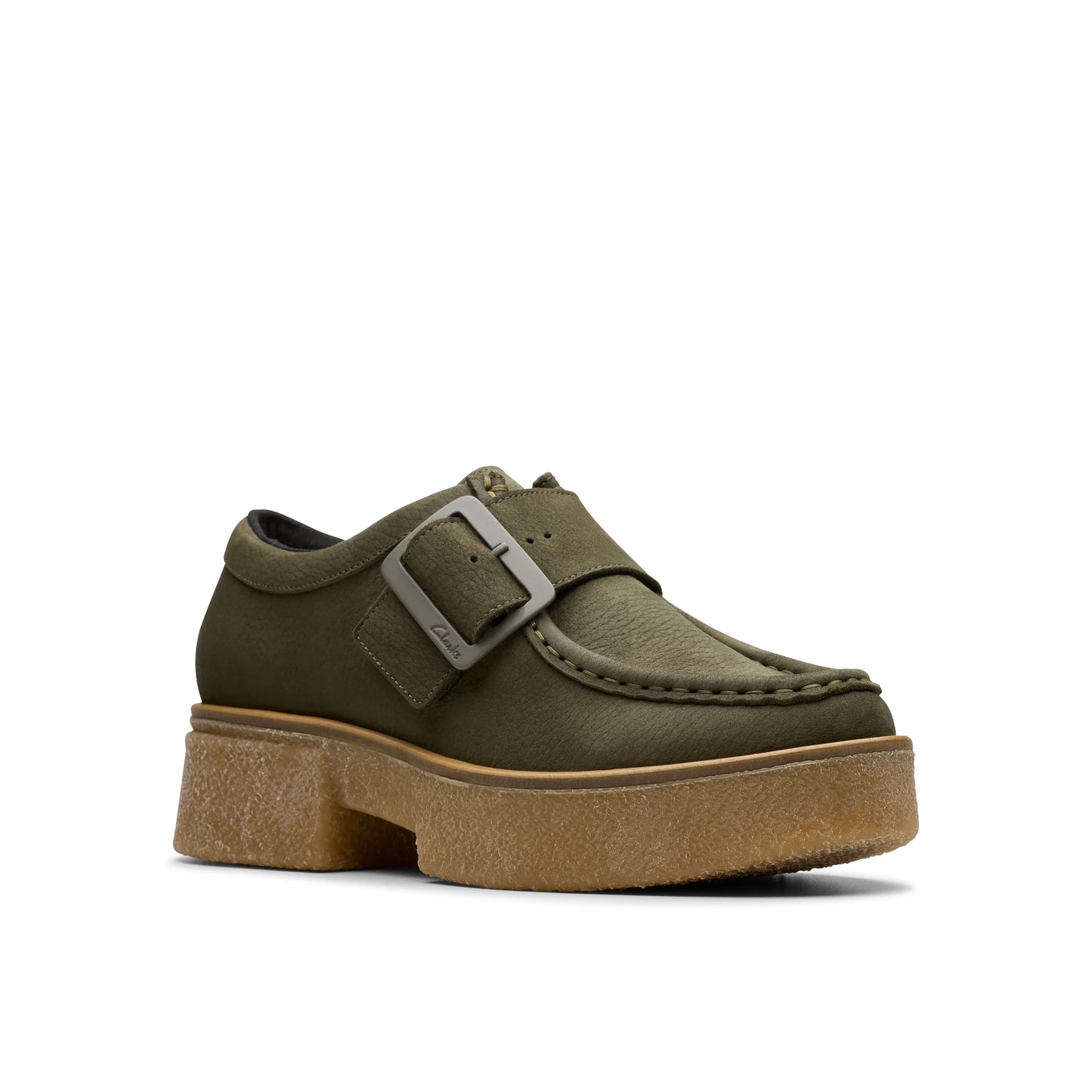 Zapatos casual para mujer de la marca clarks modelo linoso monk dark green nub en color green