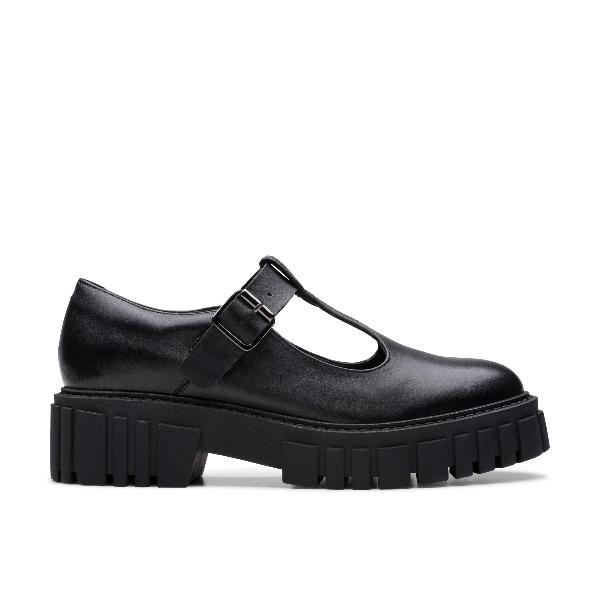 Zapatos casual para mujer de la marca clarks modelo page bar black leather en color negro