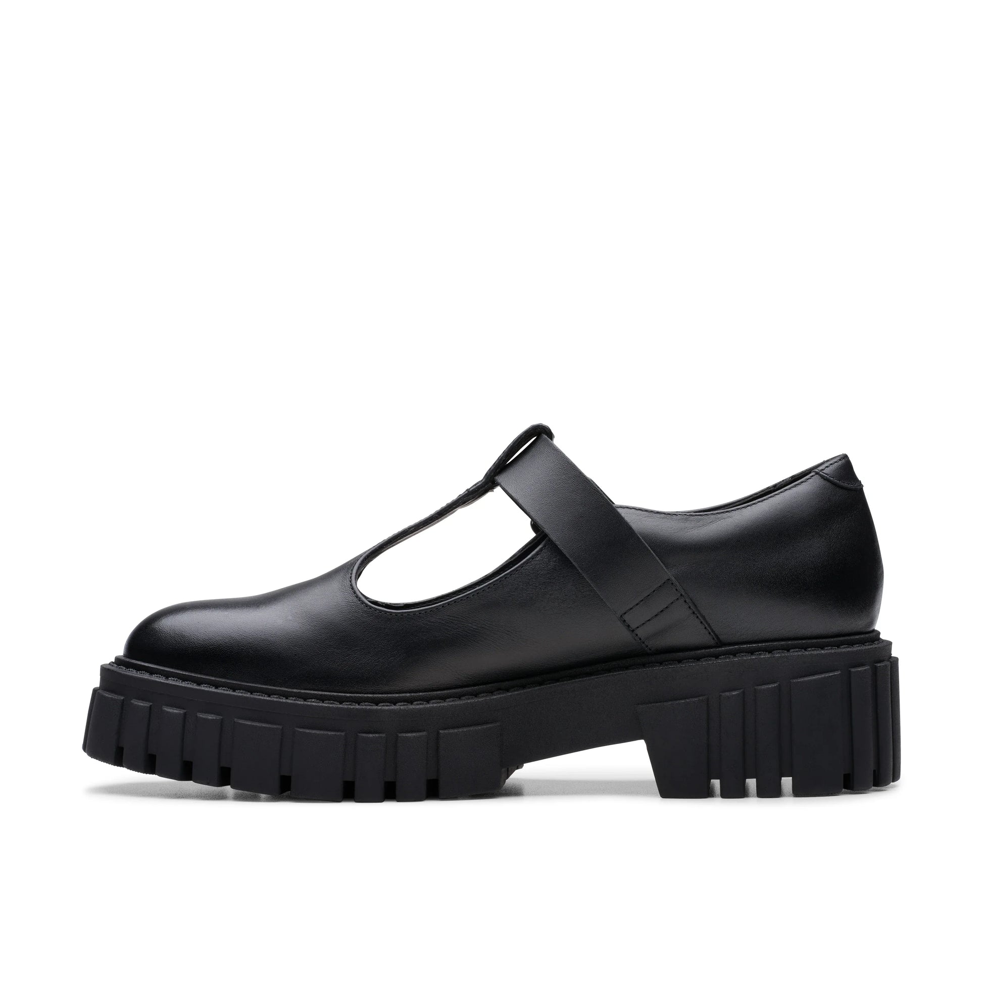 Zapatos casual para mujer de la marca clarks modelo page bar black leather en color negro