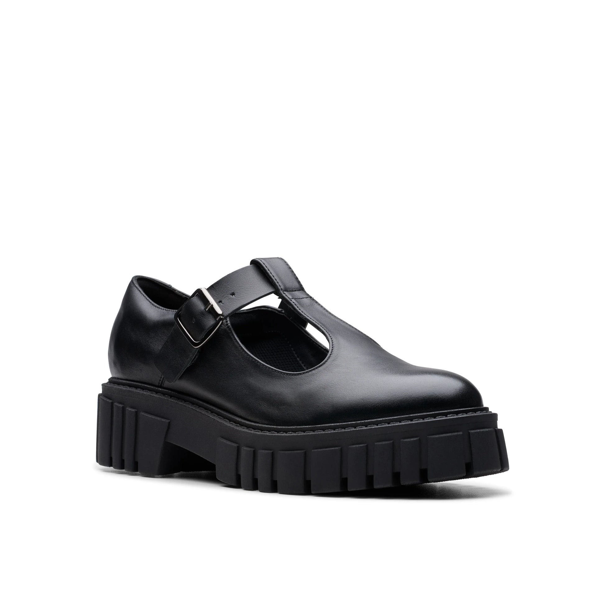 Zapatos casual para mujer de la marca clarks modelo page bar black leather en color negro