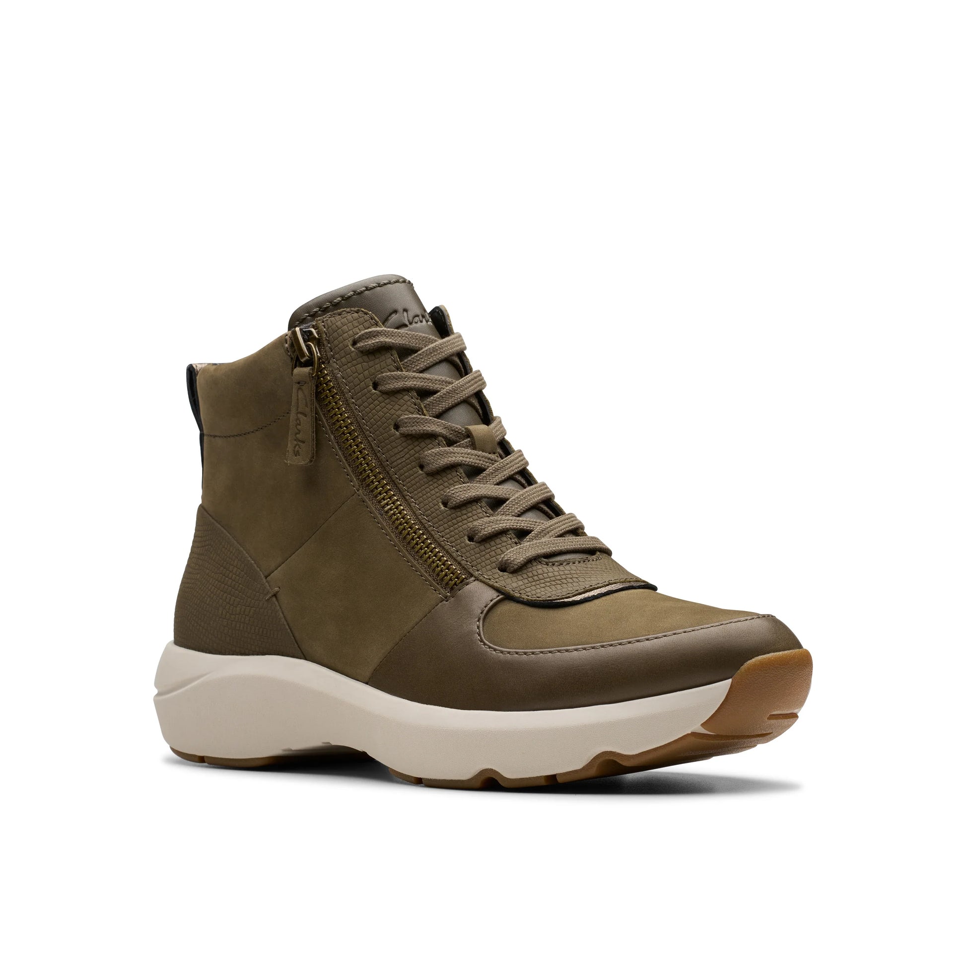 Botas para mujer de la marca clarks modelo tivoli lane dark olive combi en color verde