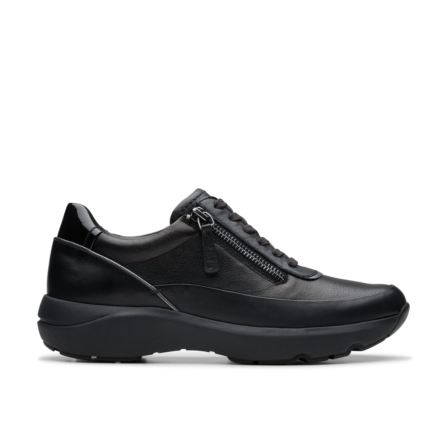 Zapatillas deportivas para mujer de la marca clarks modelo tivoli zip black combi en color negro