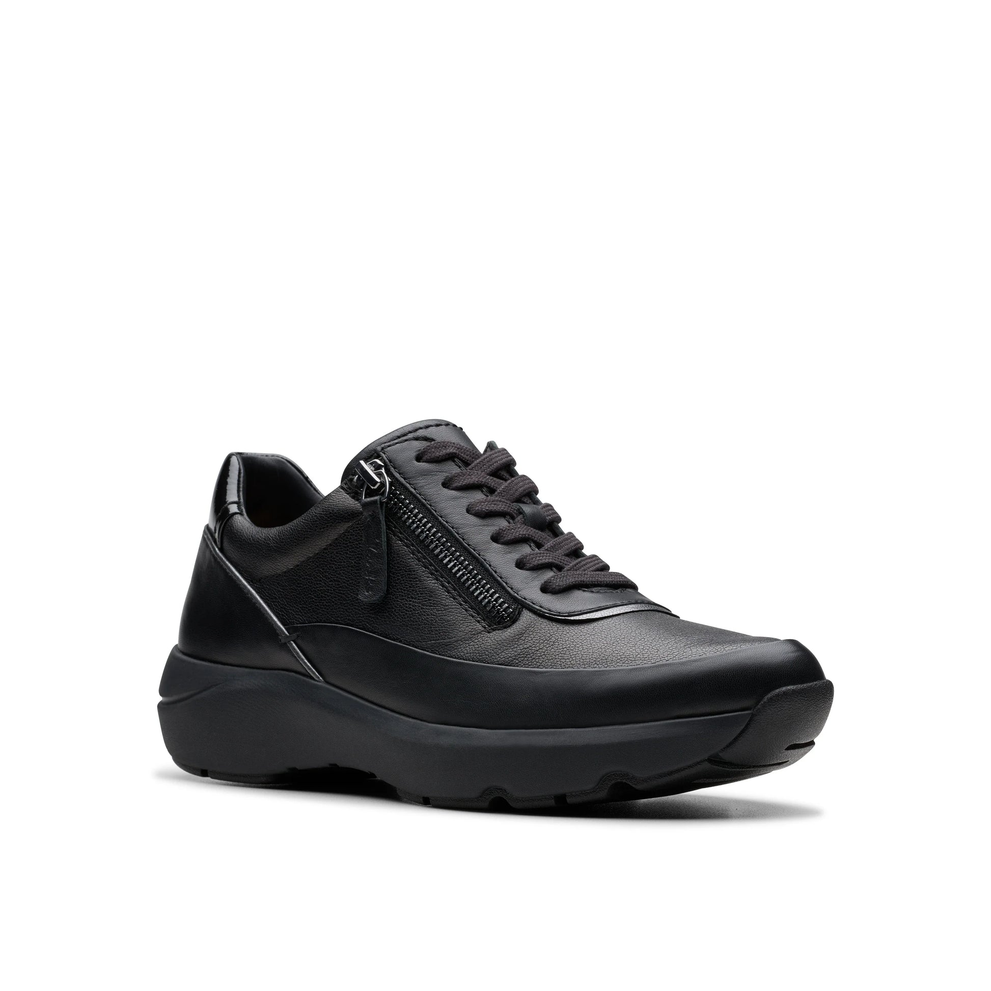 Zapatillas deportivas para mujer de la marca clarks modelo tivoli zip black combi en color negro