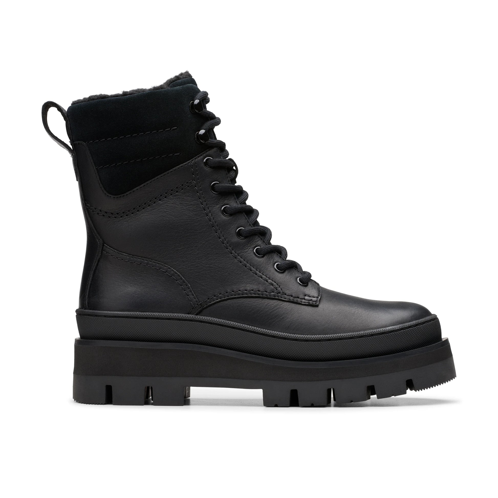 CLARKS ORIANNA2 HIKE SCHWARZE GEFÜTTERTE LEA-STIEFEL FÜR DAMEN