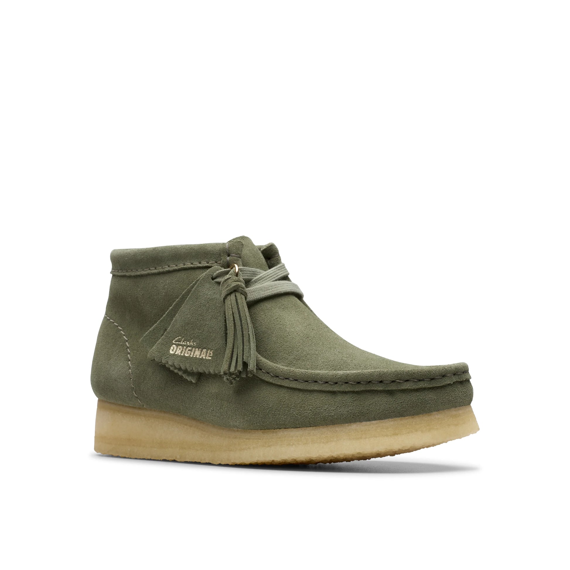 Botas para mujer de la marca clarks modelo wallabee boot. khaki/green sde en color caqui