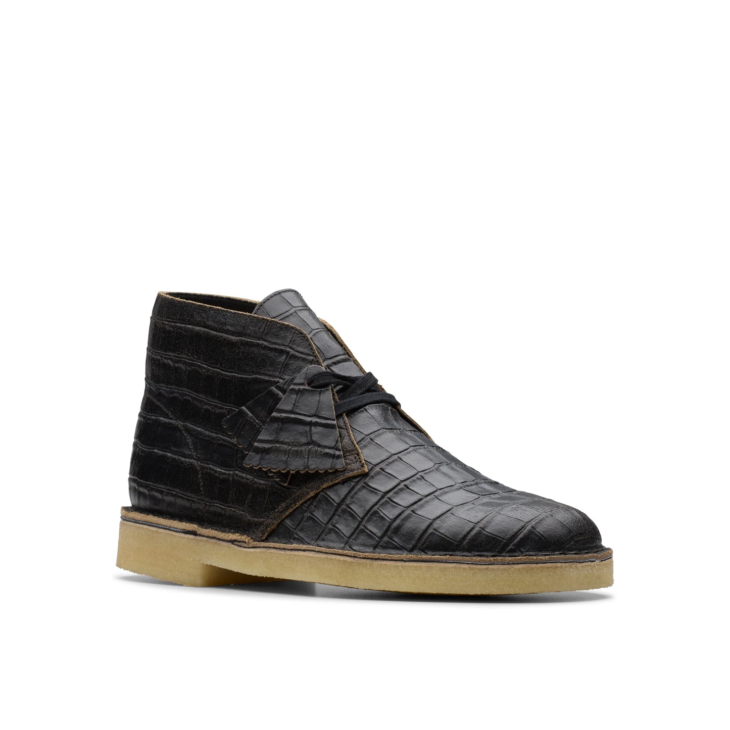 Botas para hombre de la marca clarks modelo desert boot blkcroc distress en color negro