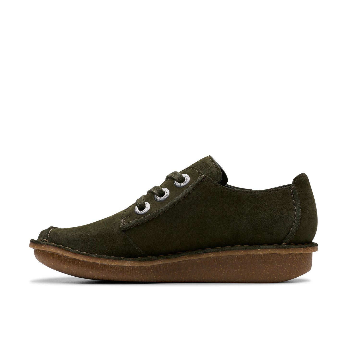 Zapatos casual para mujer de la marca clarks modelo funny dream dark green suede en color green