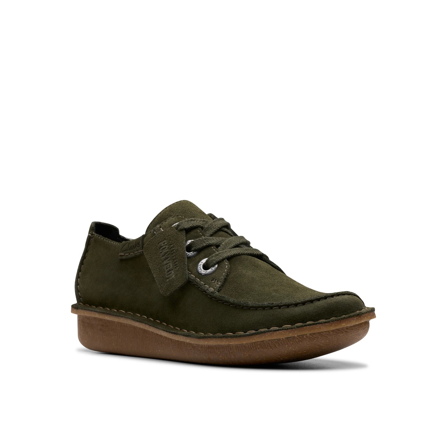 Zapatos casual para mujer de la marca clarks modelo funny dream dark green suede en color green