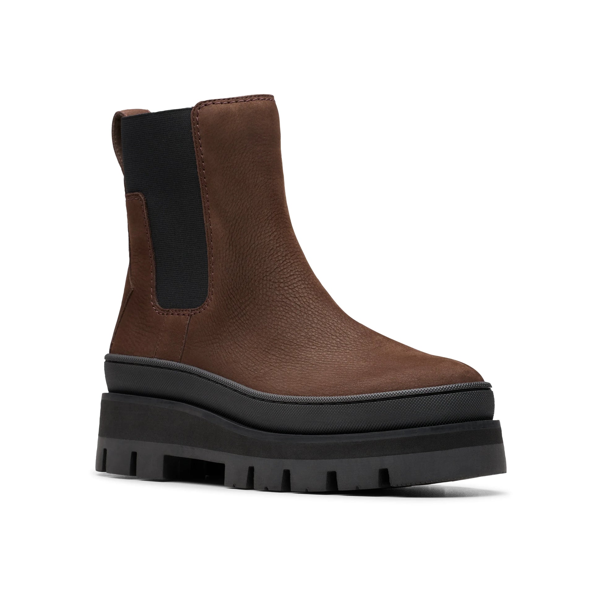 Botas para mujer de la marca clarks modelo orianna2 top dark brown nub en color marrón