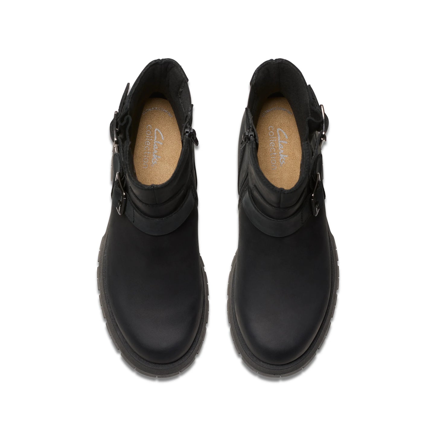 Botas para mujer de la marca clarks modelo ledwick haley black oily lea en color negro