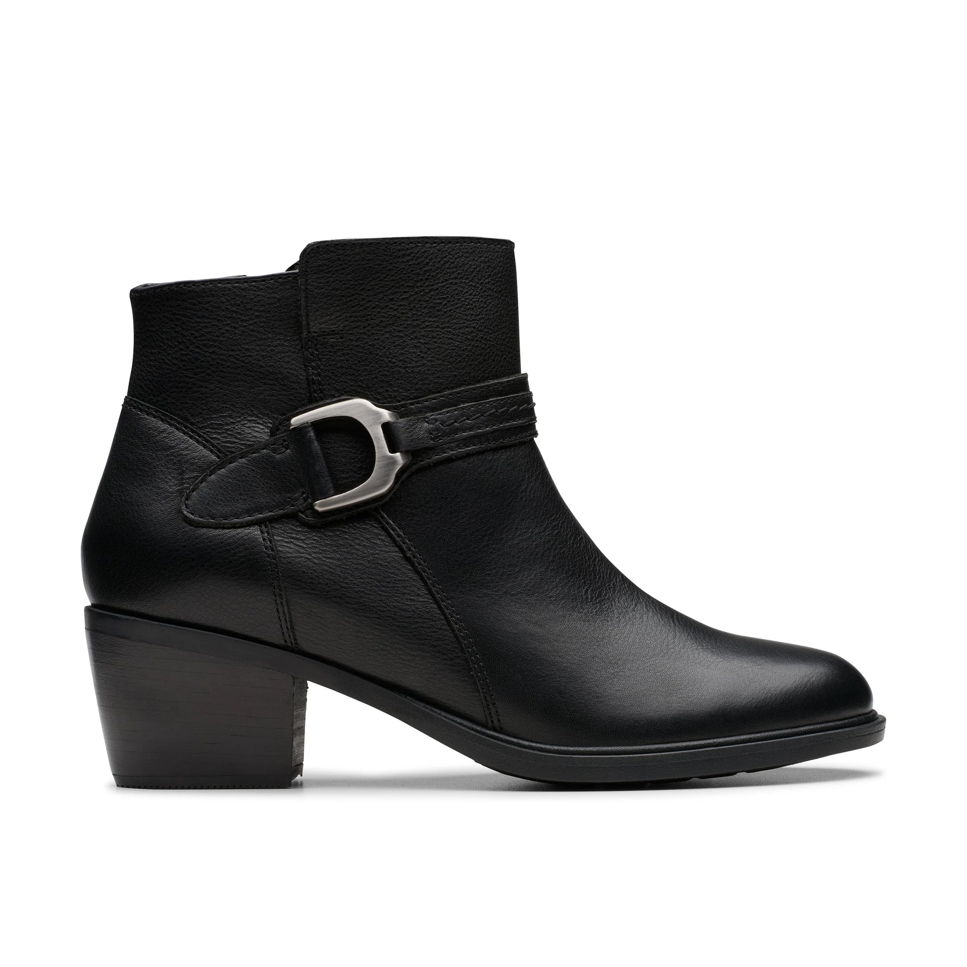 CLARKS WOMEN S BOOTS NEVA BUCKLE BLACK LEATHER BLACK