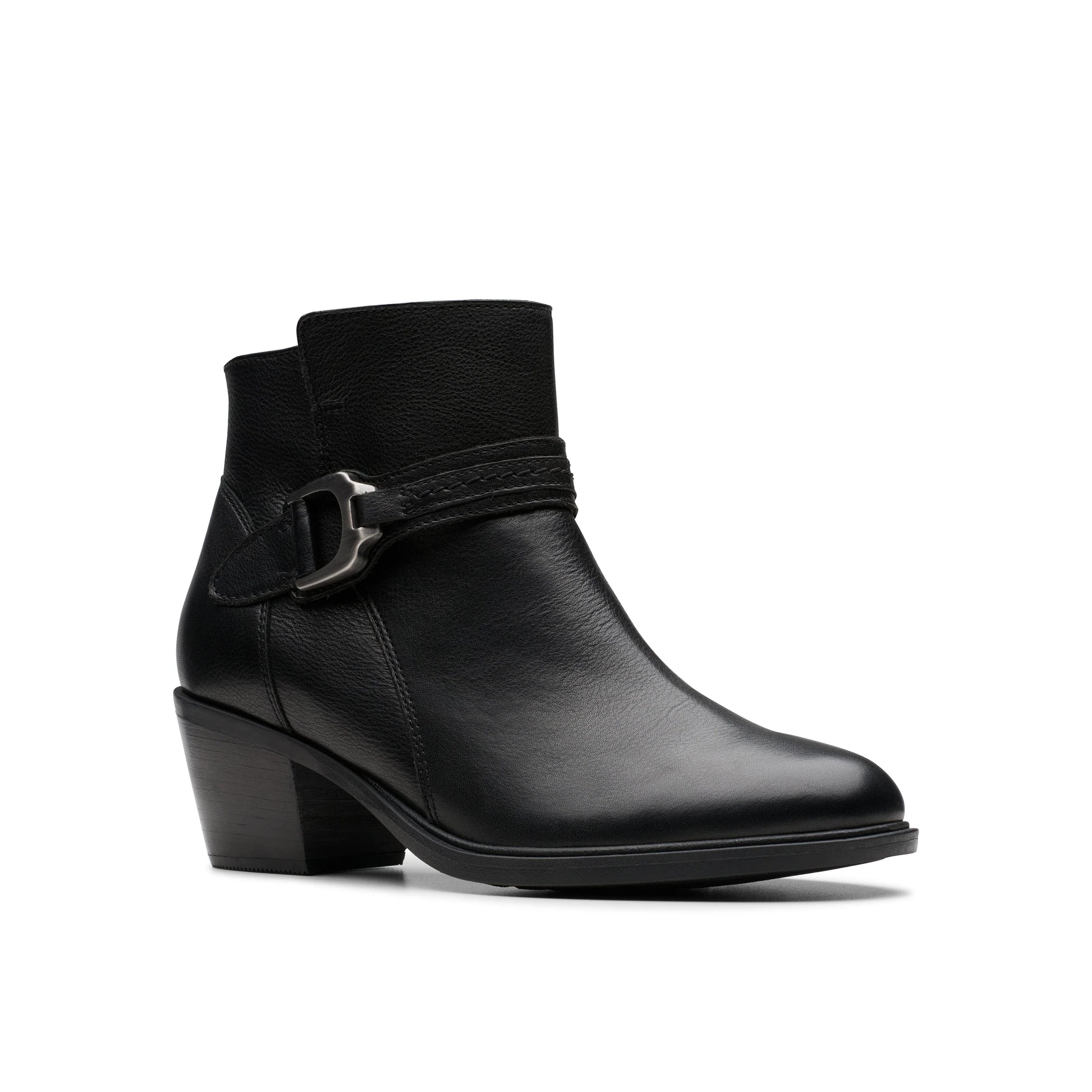 Botas para mujer de la marca clarks modelo neva buckle black leather en color negro