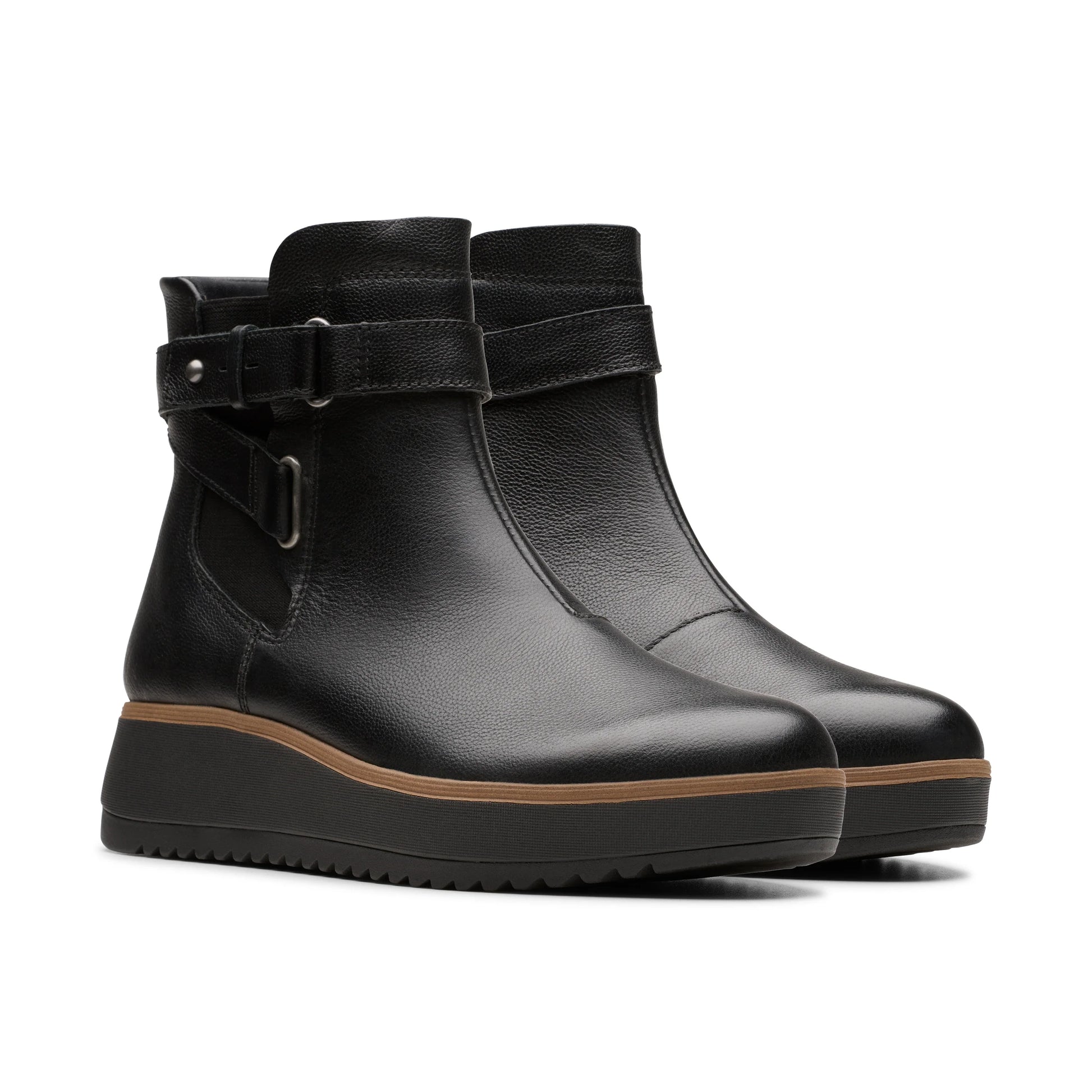 Botas para mujer de la marca clarks modelo zylah faye black leather en color negro