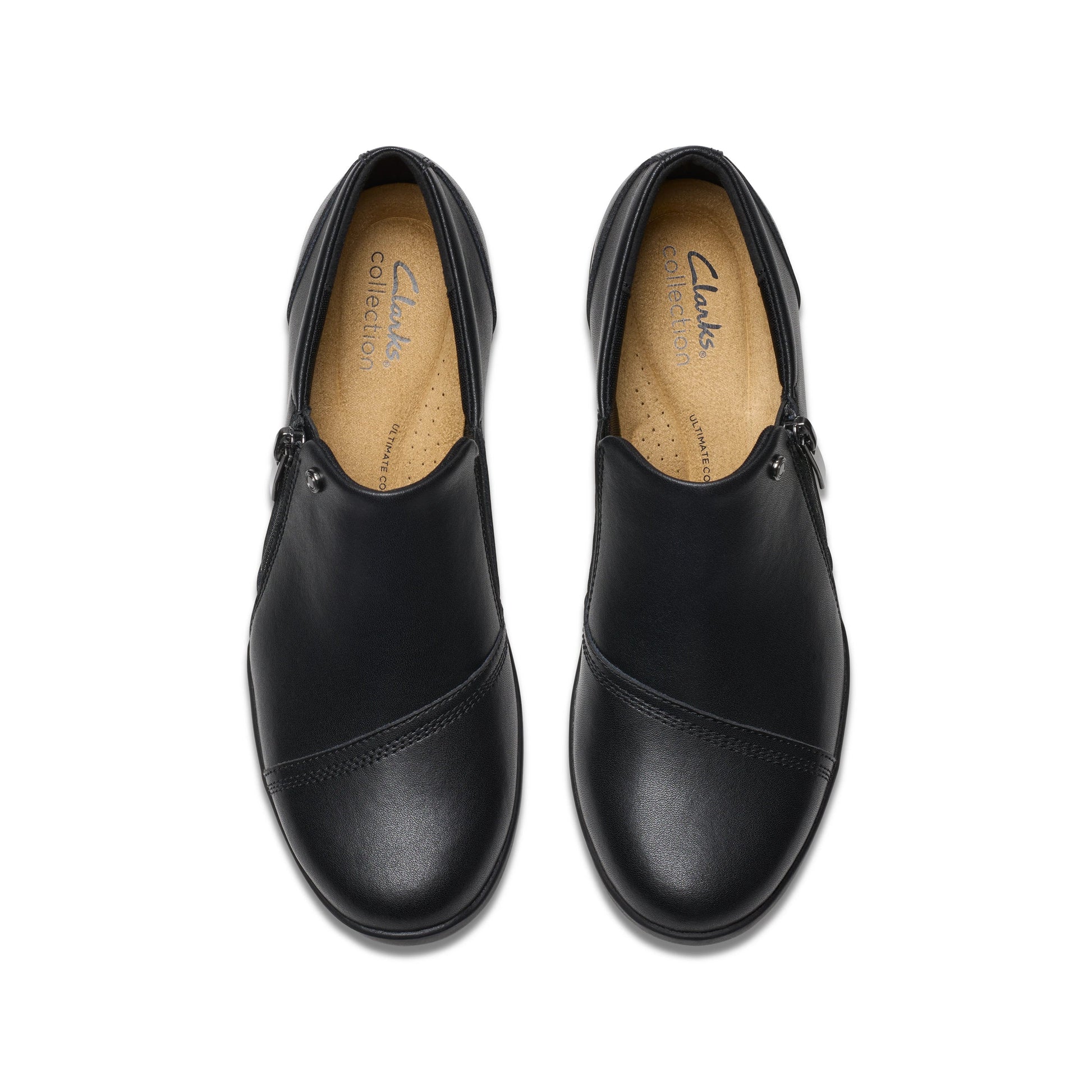 Zapatos casual para mujer de la marca clarks modelo suttyn zip black leather en color negro