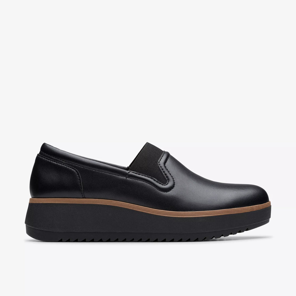 CLARKS Zylah SKY Black Leather: zwart loafers voor dames