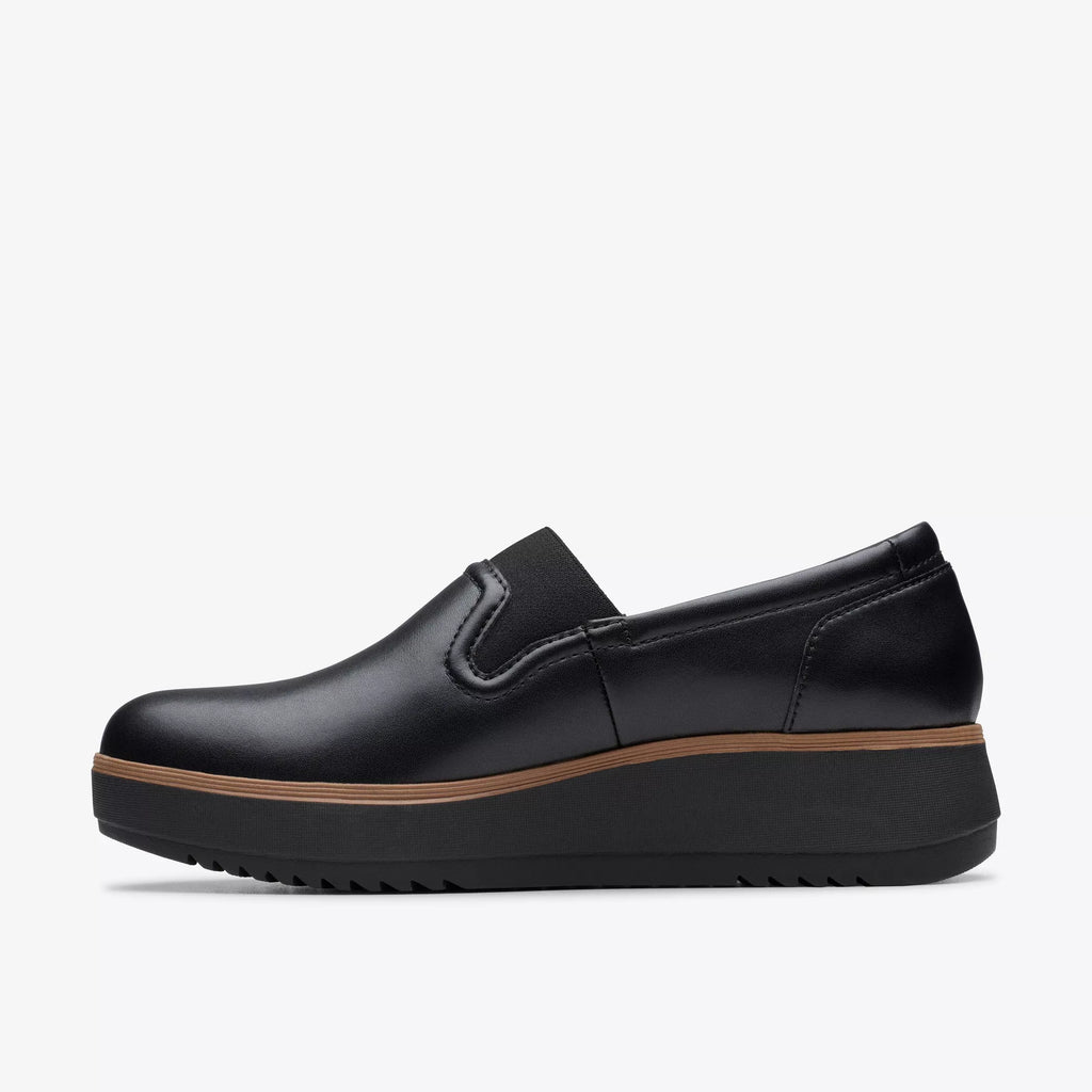 CLARKS Zylah SKY Black Leather: zwart loafers voor dames