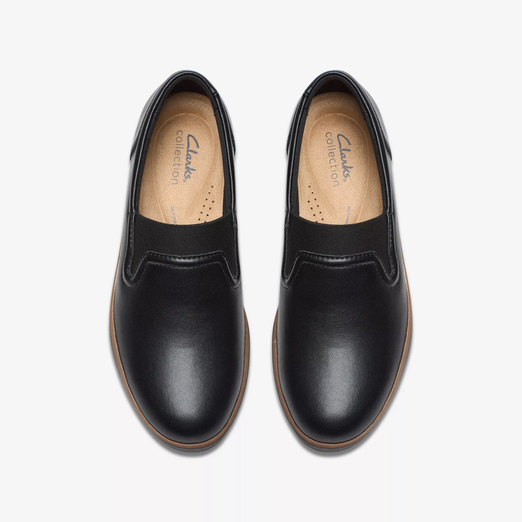 CLARKS Zylah SKY Black Leather: zwart loafers voor dames